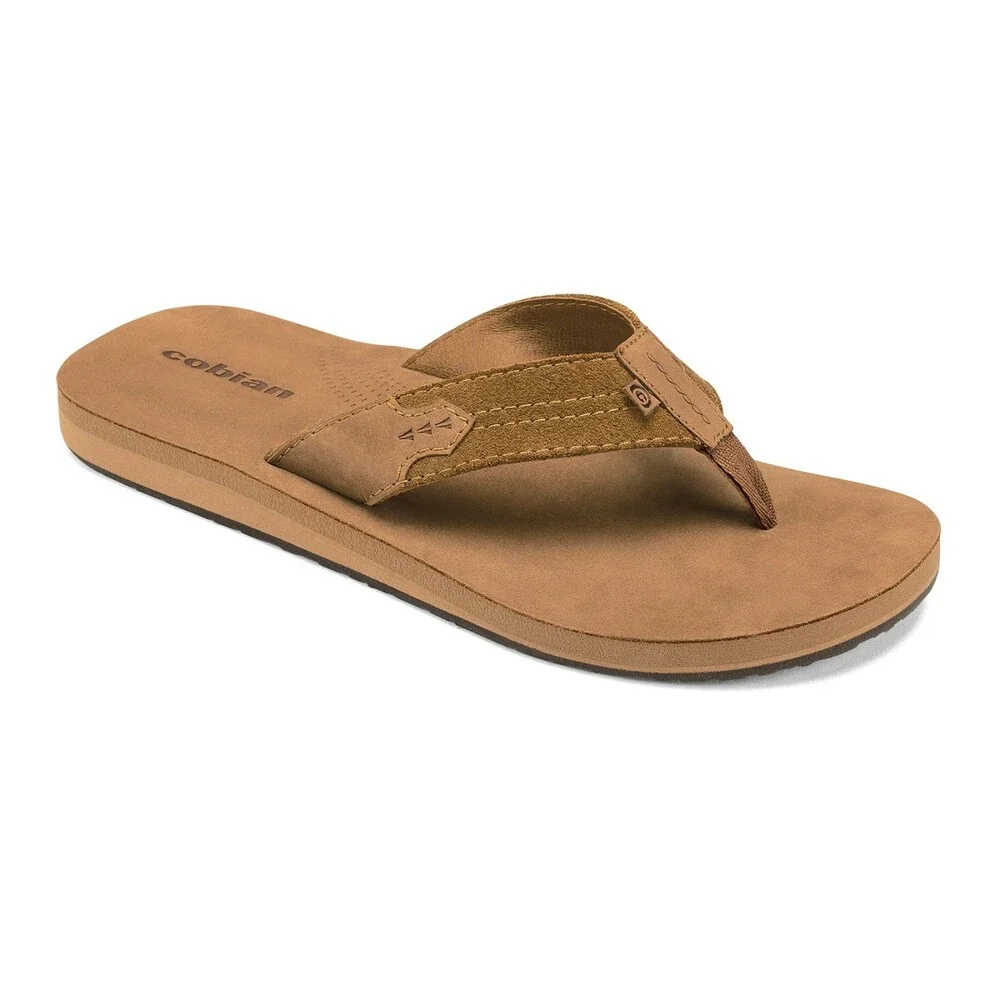 Cobian Lazo LZO24-230 Sandals Mens 12 Tan Leather Arch Support Flip Flops DAB196